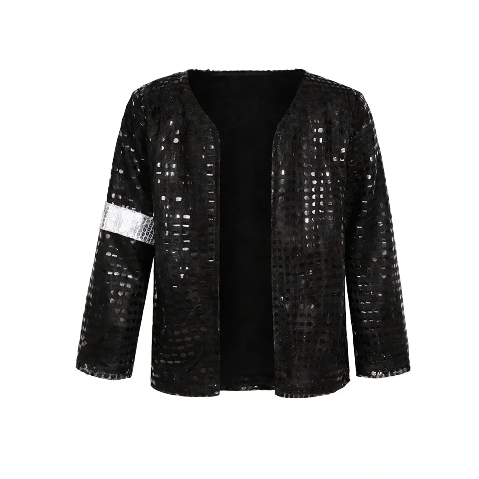 Kids 80s Pop Star Halloween Costume Set – Sequin Dance Performance Outfit